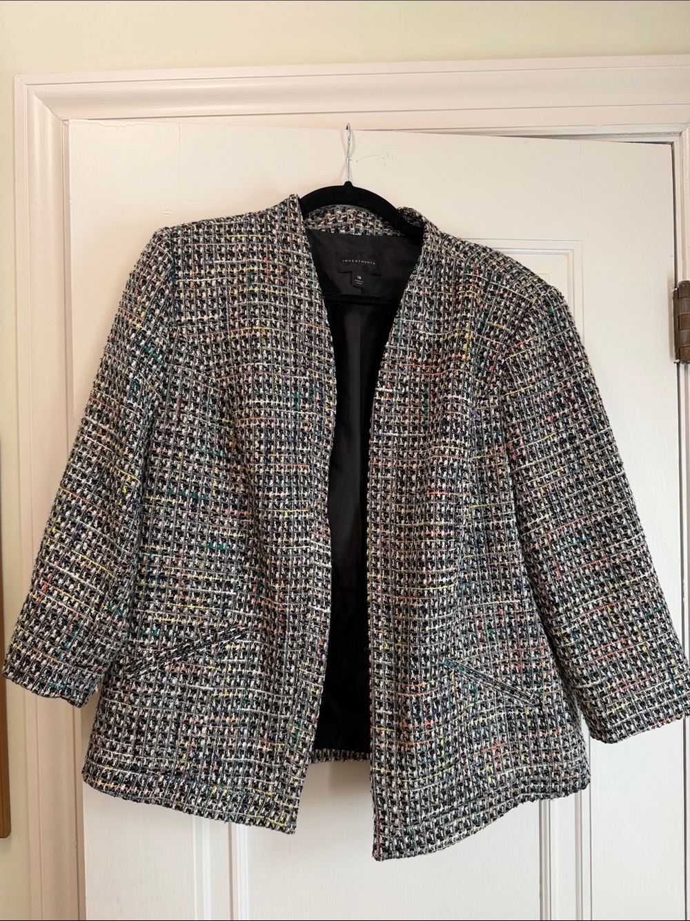 Investments Multi-Color Tweed Open-Front Blazer